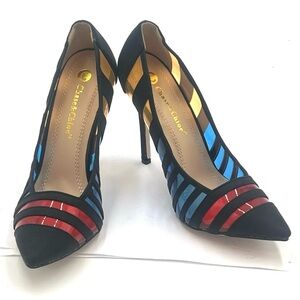 NIB Chase & Chloe Plam Striped Pumps Size 9